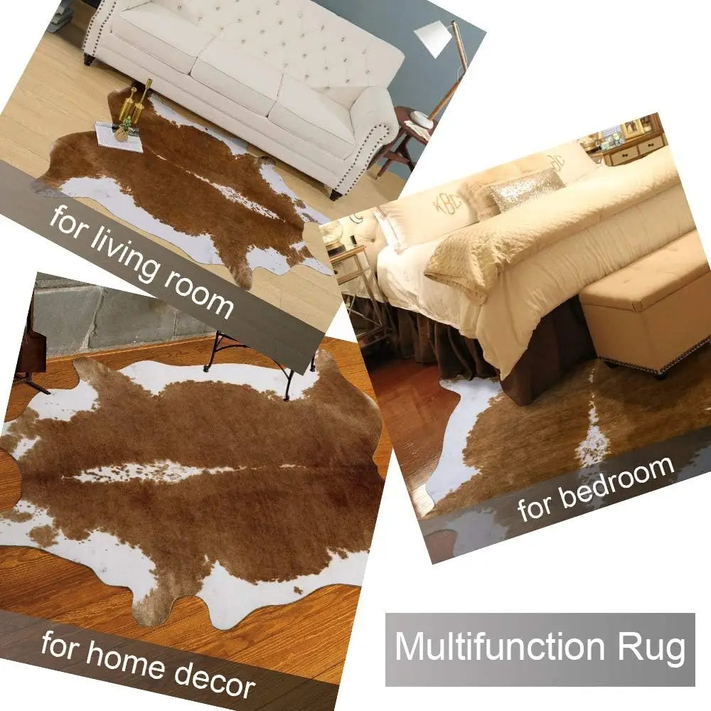 NOAHAS Faux Fur Animal Cow Hide Carpet,Sturdy and Large Size Cow Print Rugs, Suitable for Bedroom Living Room Western Decor