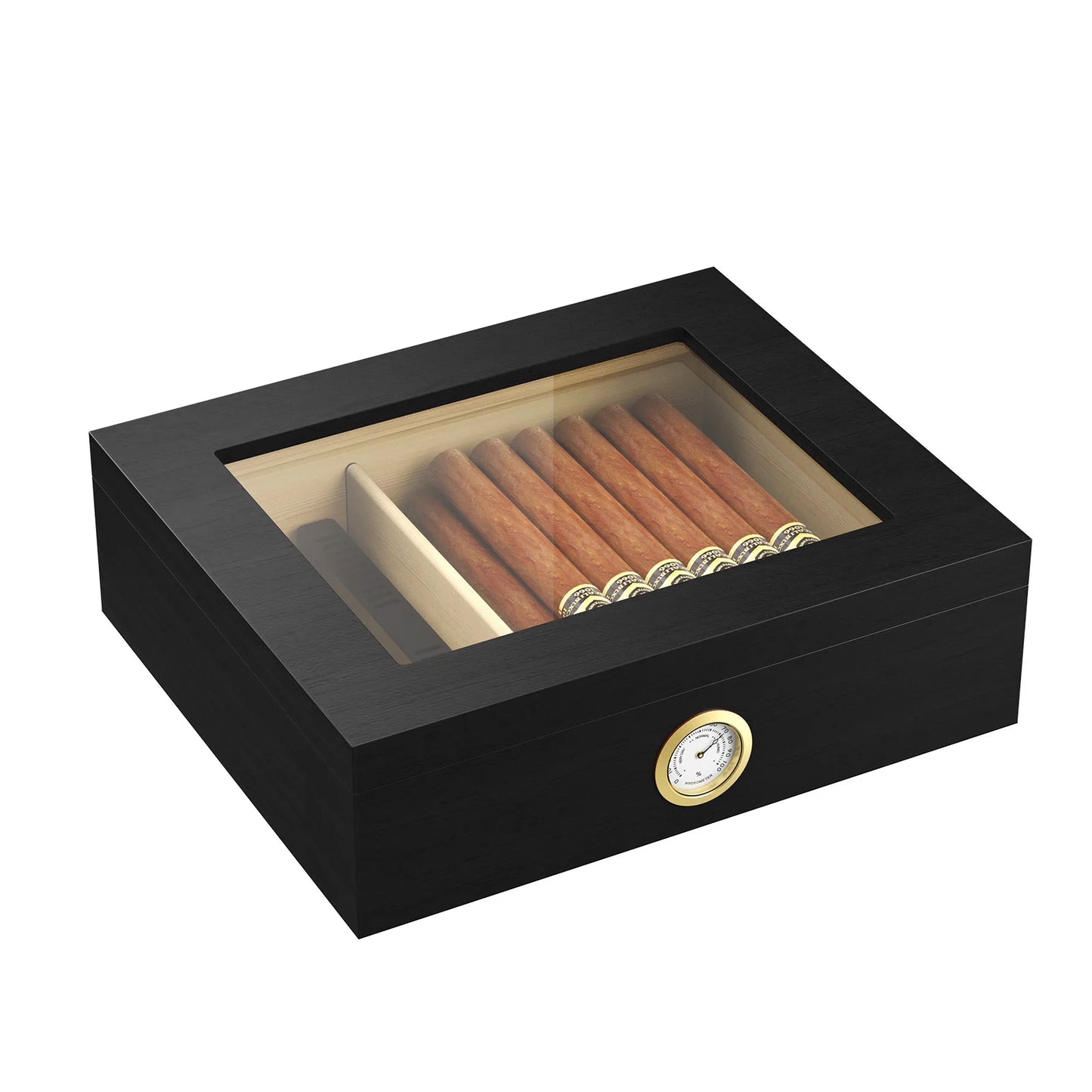Handmade Wooden Cigar Humidor Desk 20 30 Cigars Glass Top