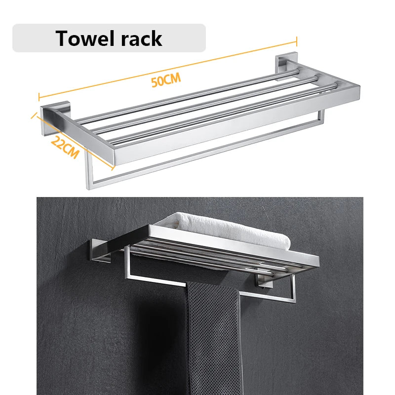 DQOK Bathroom Hardware Set Brushed Stainless Steel Rack