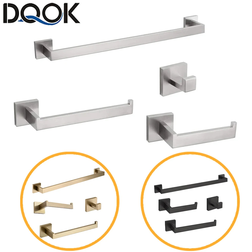 DQOK Bathroom Hardware Set Brushed Stainless Steel Rack