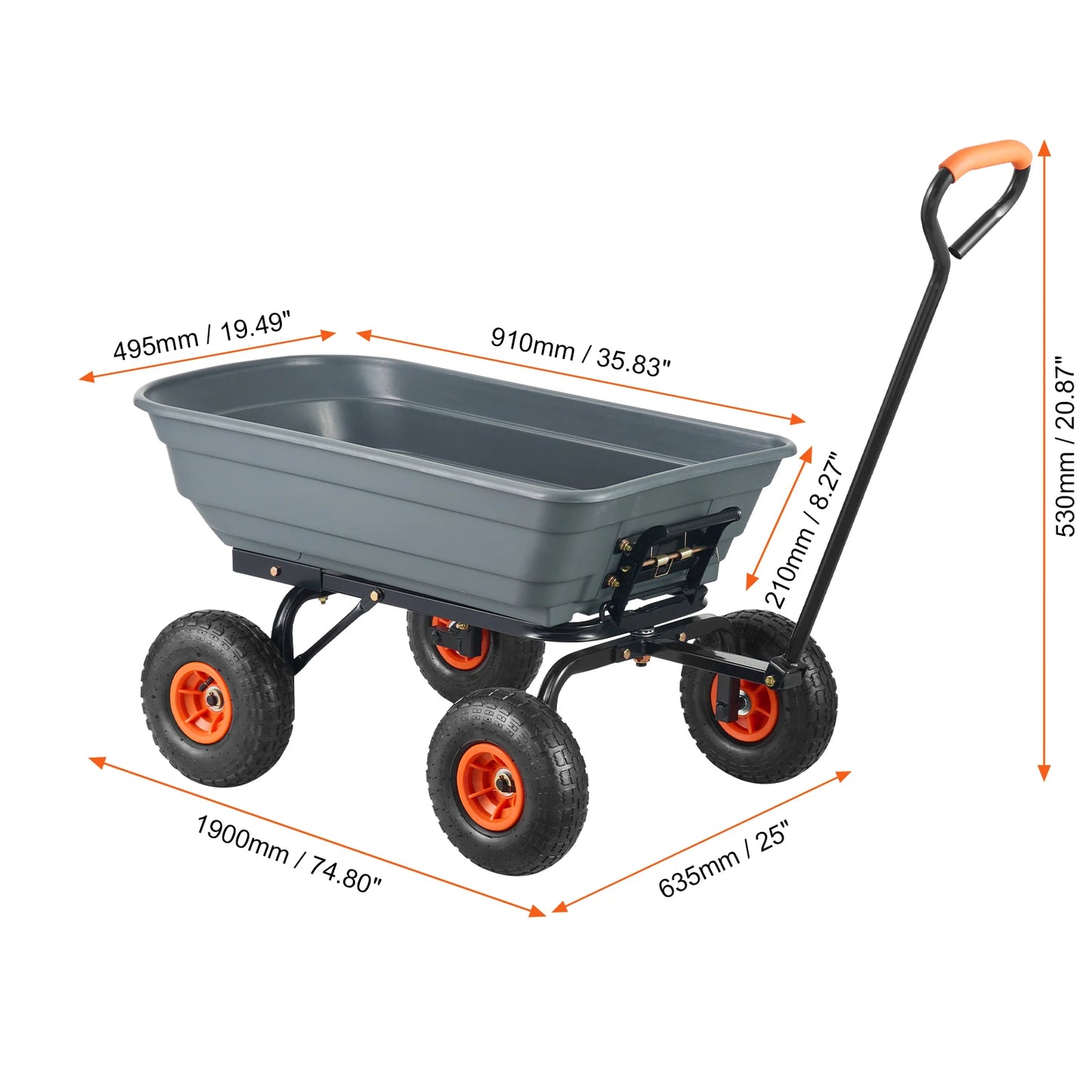 SucceBuy Dump Cart Garden Wagon With Easy Dumping Handle