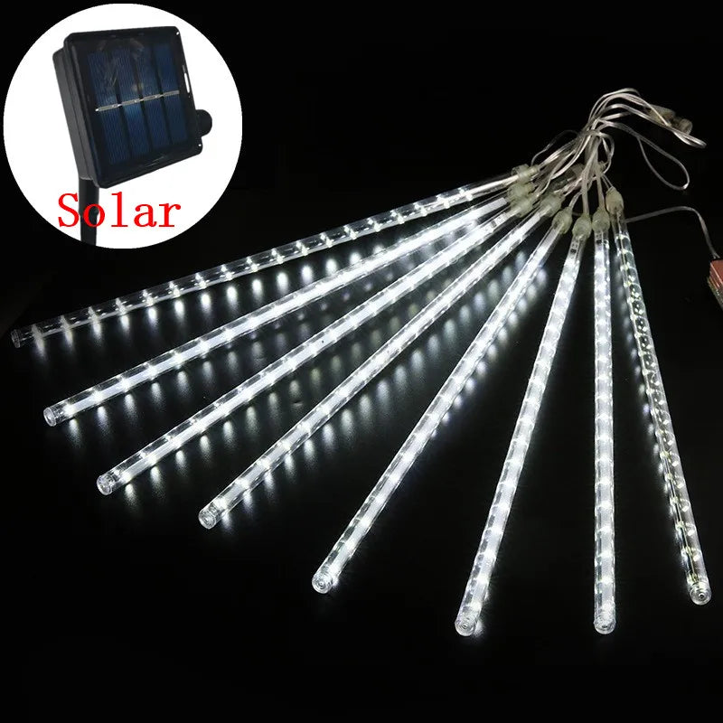 RMNRTN Solar Meteor Shower String Lights Outdoor Garden