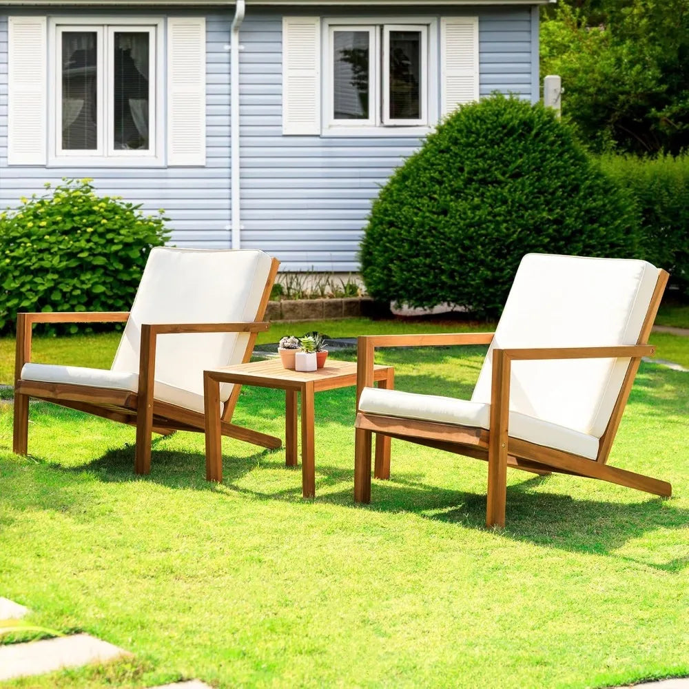 NEW - Natural 3-Piece Patio Bistro Sets with Foldable 400lbs Weight Chairs, a 220lbs Shelf Table, Made from-Innovative design