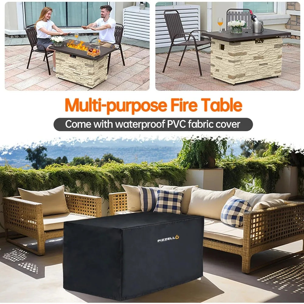 Pizzello Outdoor Propane Fire Pit Table 50000 BTU WindGuard