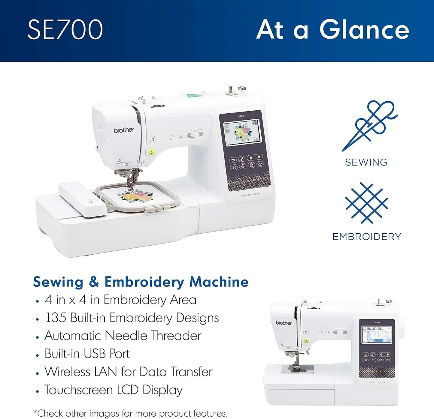 Hign-concerned SE700 Sewing Embroidery Machine Wireless LAN