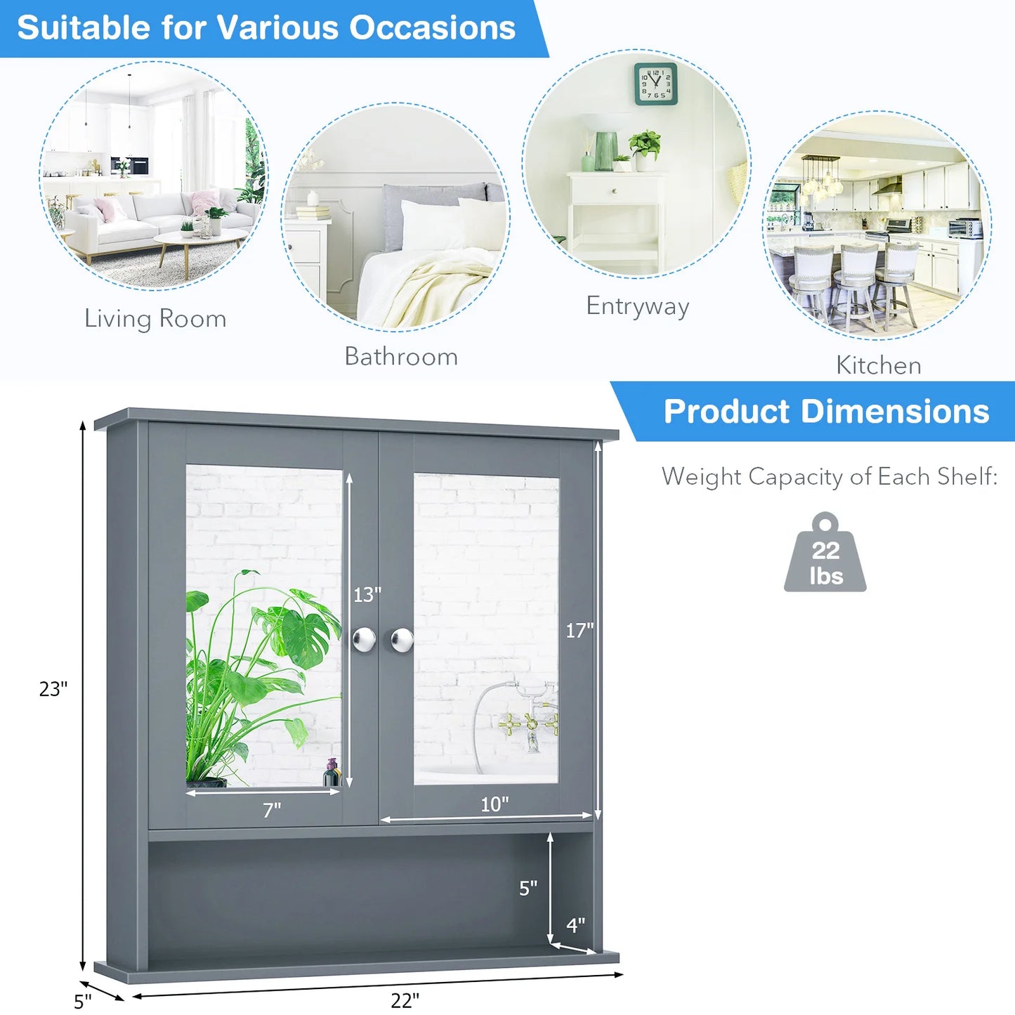 HOMASIS Wall Mount Mirror Cabinet Organizer Bathroom