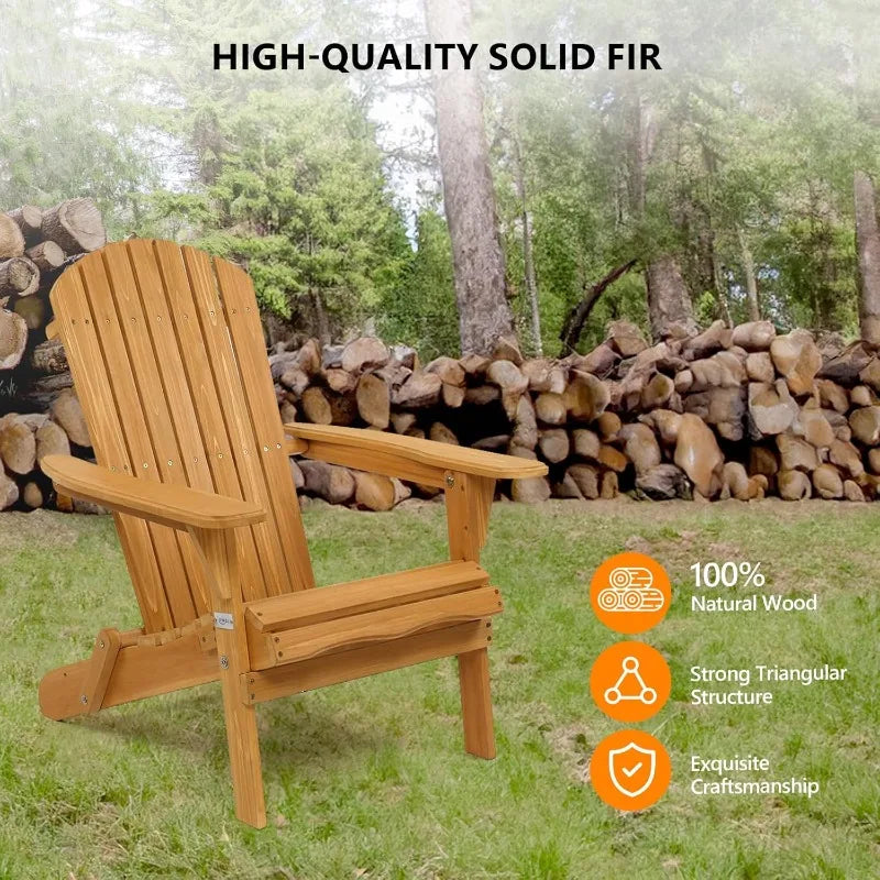 Hign-Concerned Wooden Folding Adirondack Chairs Set of 2