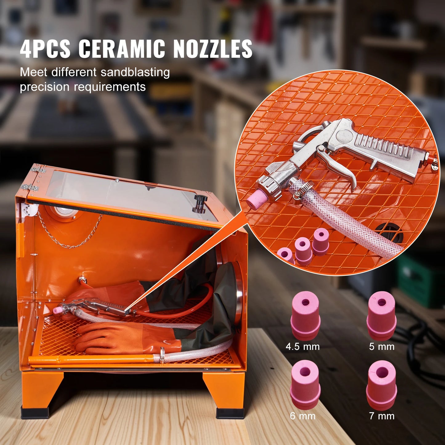 SucceBuy Portable Sandblasting Cabinet Benchtop Nozzles