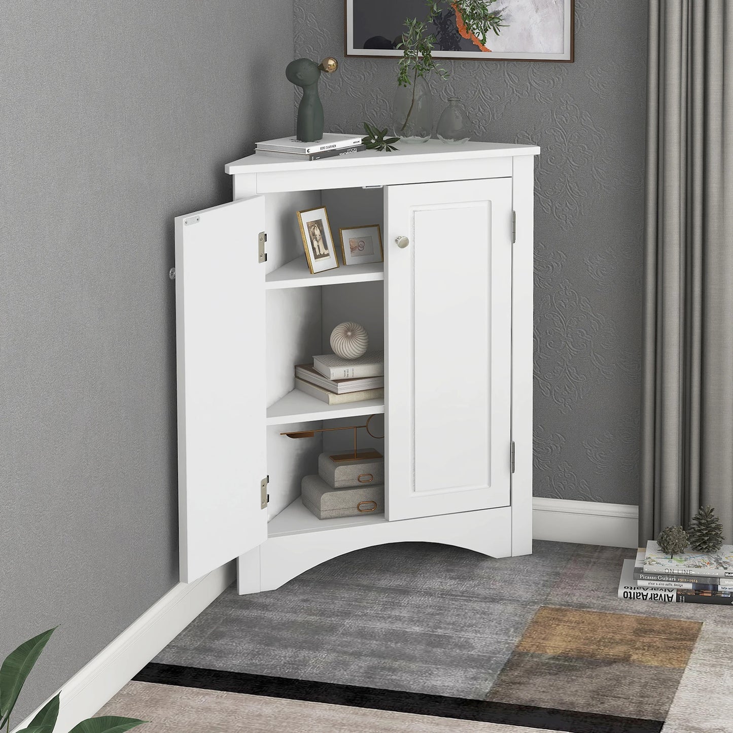 Hign-Concerned Triangle Corner Cabinet For Bathroom Storage