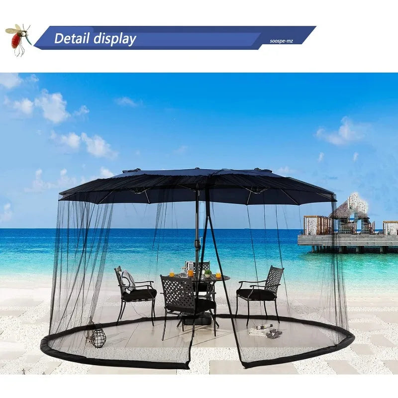 15Ft Mosquito Netting for Patio 15ft Double-Sided Umbrella Large Outdoor, Patio Screen Mesh with Double Zipper