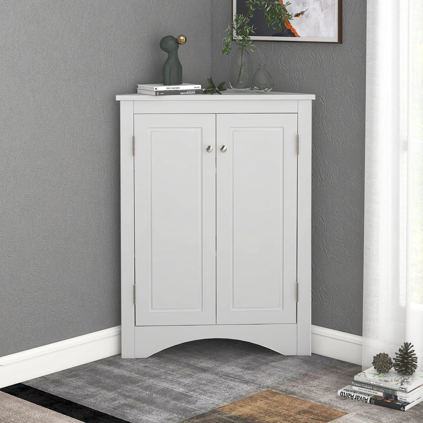 Hign-Concerned Triangle Corner Cabinet For Bathroom Storage