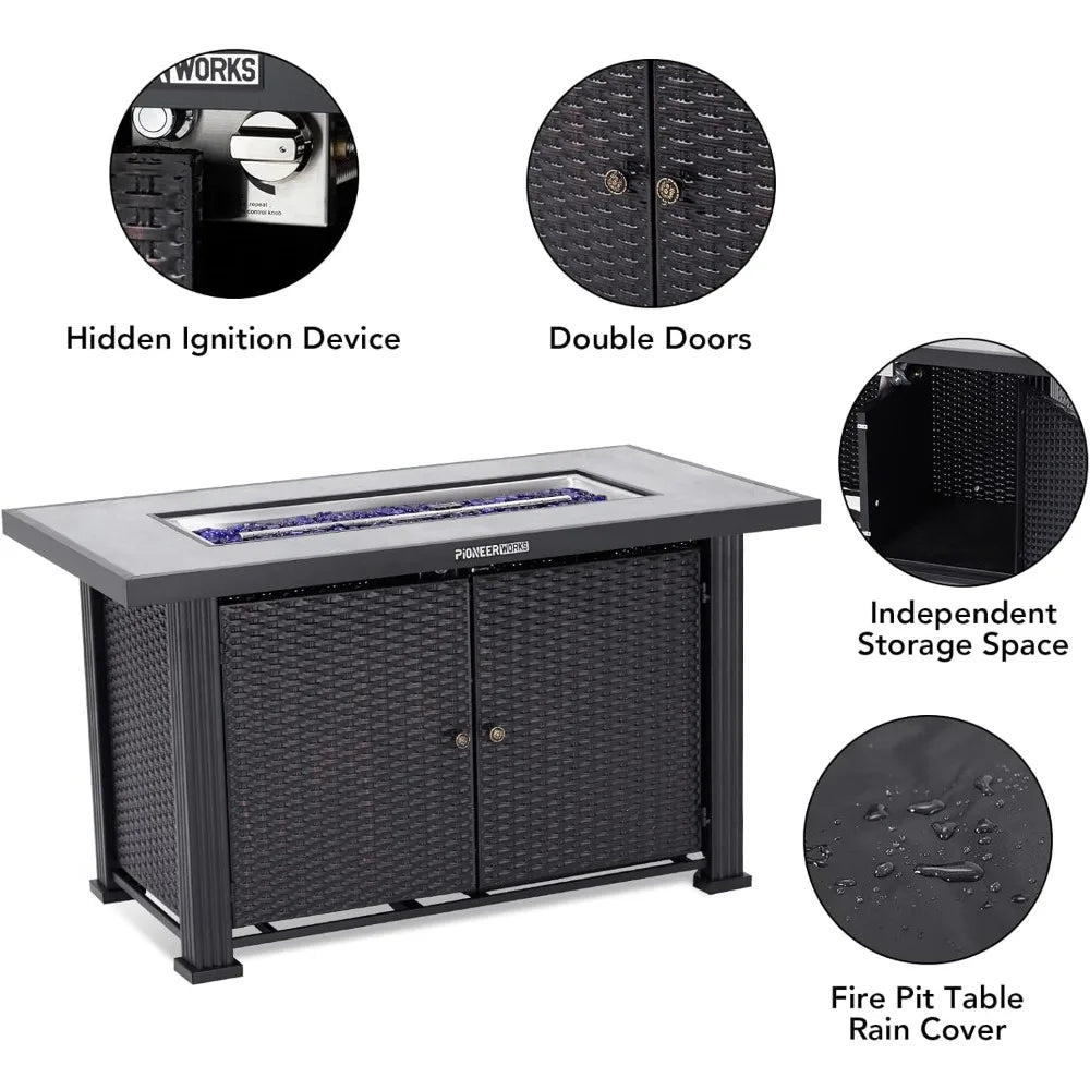 Propane Outdoor Fire Pit Table 50000 BTU With Covers