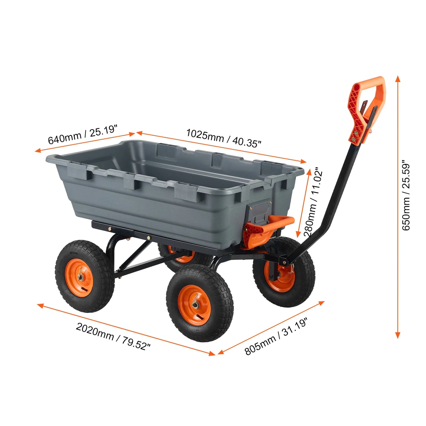 SucceBuy Dump Cart Garden Wagon With Easy Dumping Handle