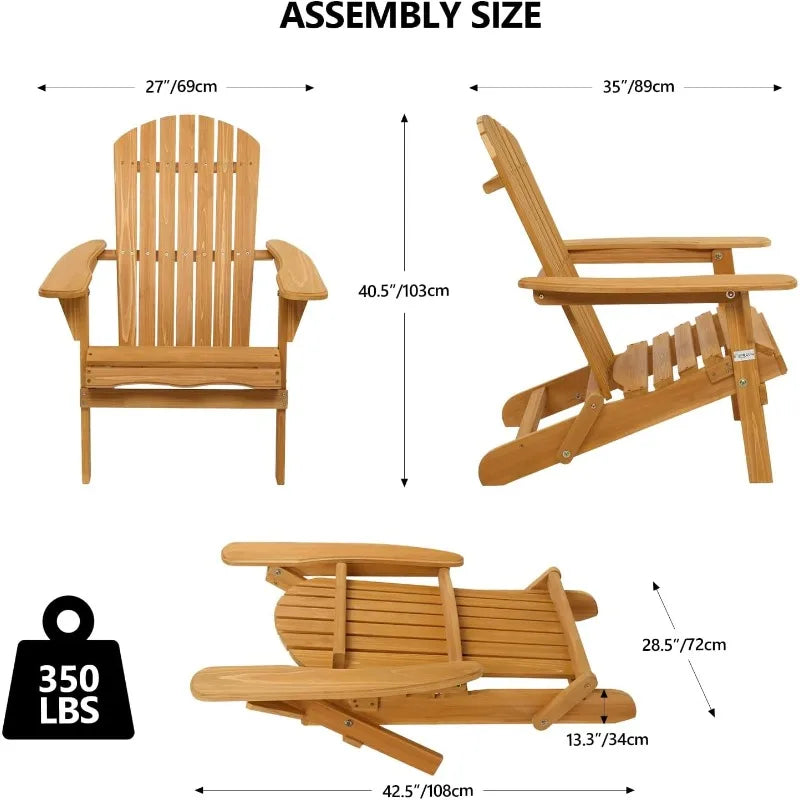 Hign-Concerned Wooden Folding Adirondack Chairs Set of 2