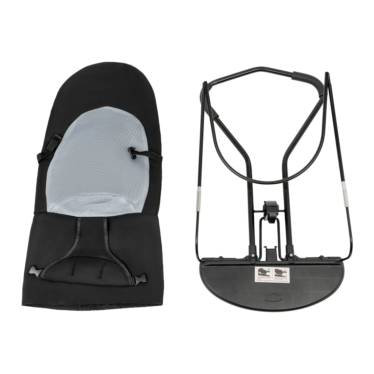 Pet Rocking Chair, Stainless Steel Bracket, Height Adjustable, Foldable, Portable Puppy Rocker Bed with Anti-slip Pads for Home
