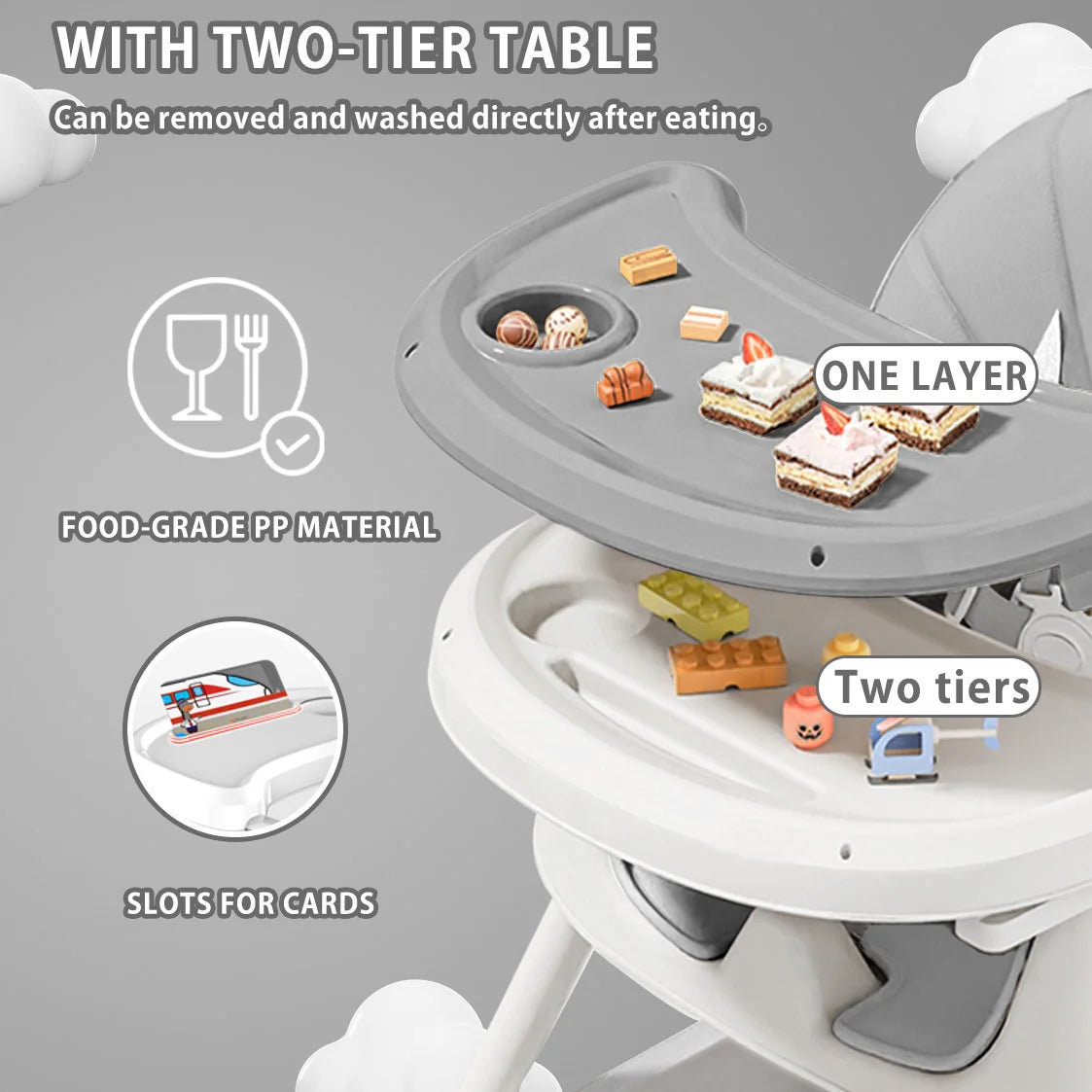 Ubravoo Foldable Baby High Chair With Antislip Pad Toy Rack