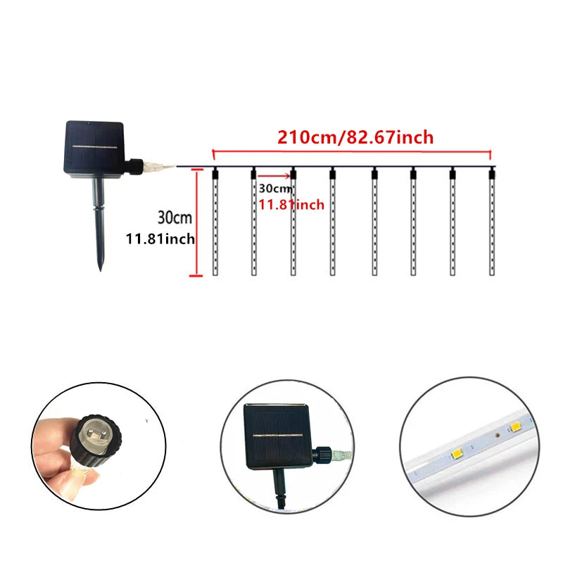 RMNRTN Solar Meteor Shower String Lights Outdoor Garden