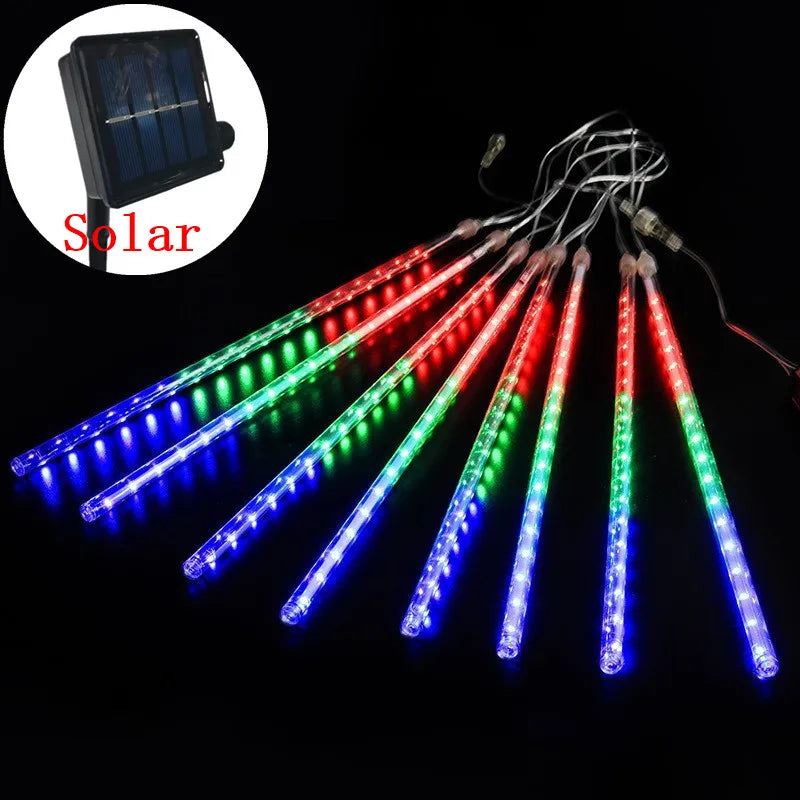 RMNRTN Solar Meteor Shower String Lights Outdoor Garden