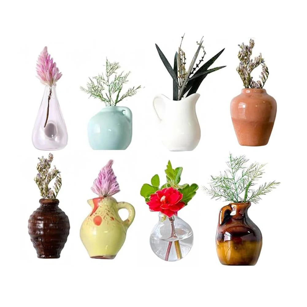 Shunmaii Mini Ceramic Vase Fridge Magnets Plant Decor