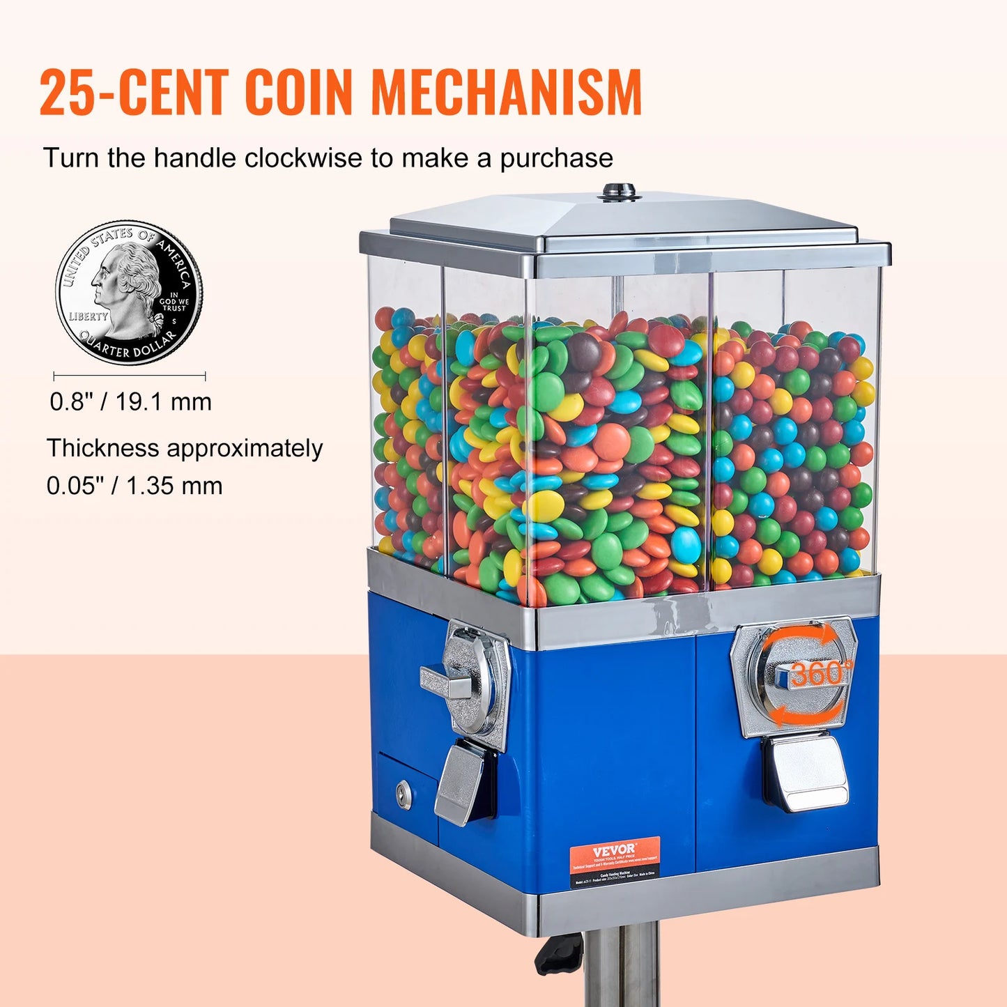VEVOR Four Compartment Candy Vending With Coin Mechanism