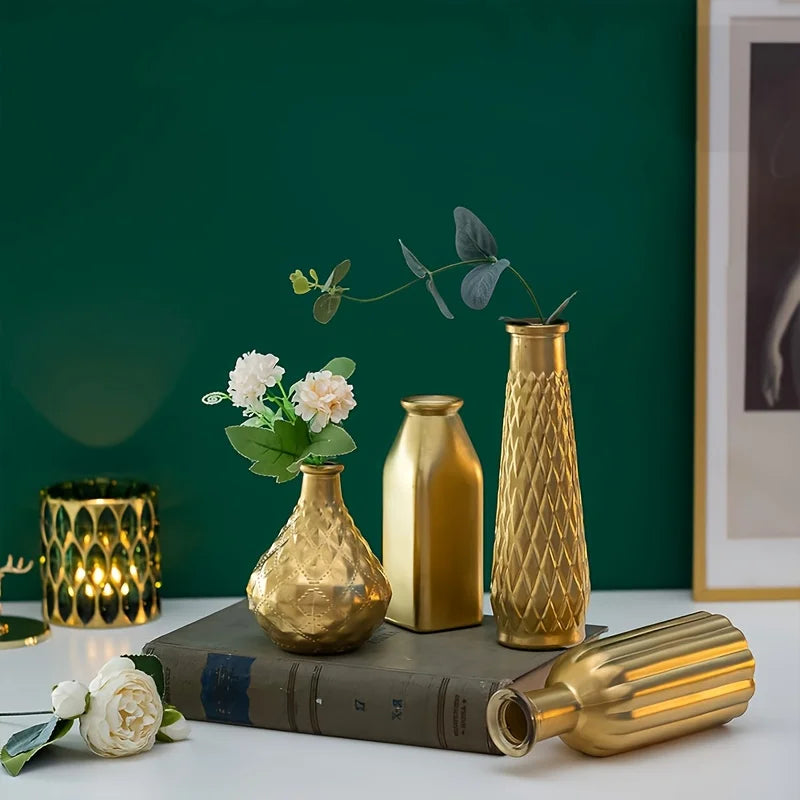 Function Cylindrical Glass Vase Gilded Finish Antique
