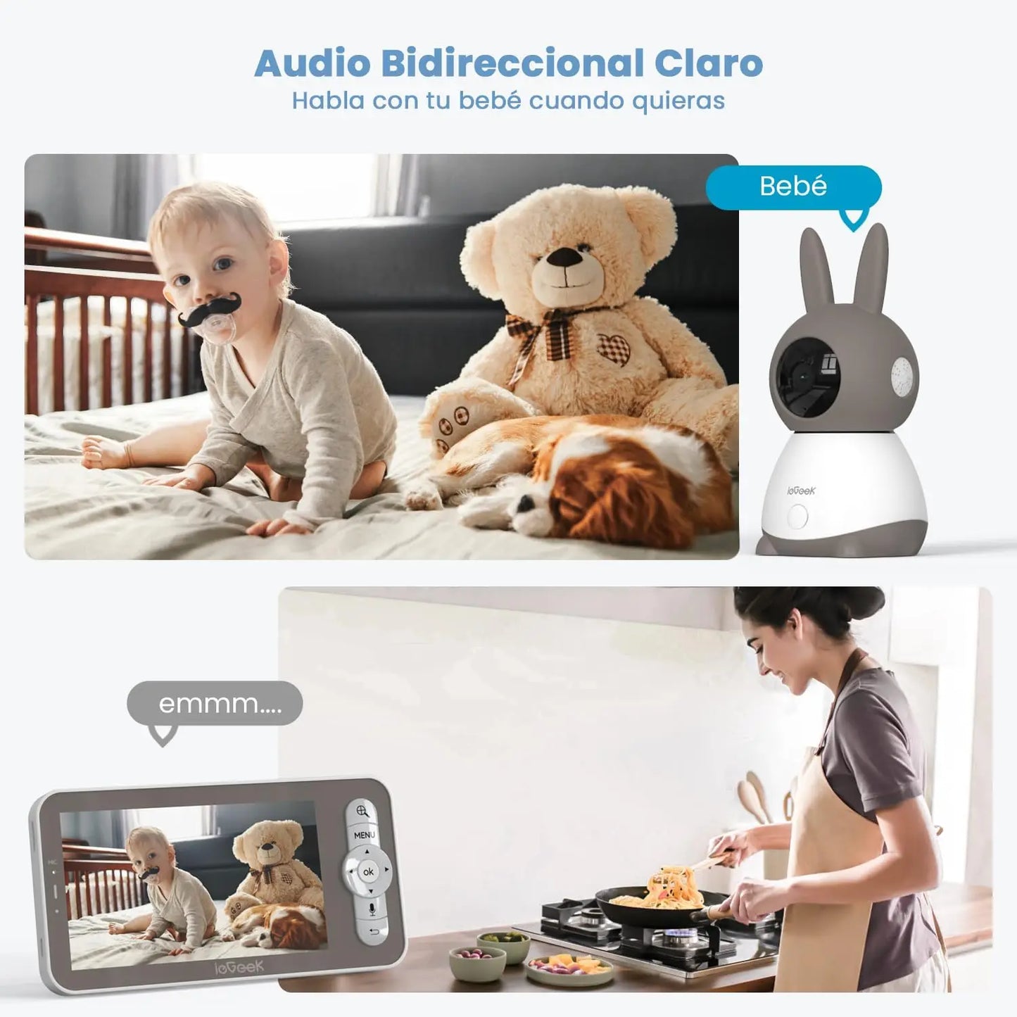 IEGEEK 2K Baby Surveillance Camera 360 PTZ Monitor HD