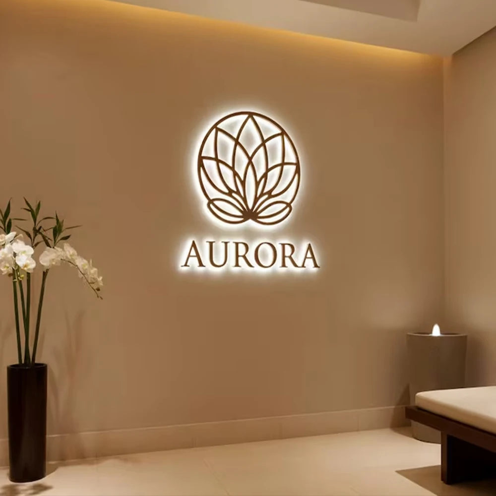 Custom 3D Backlit LED Metal Sign for Beauty Salon Indoor