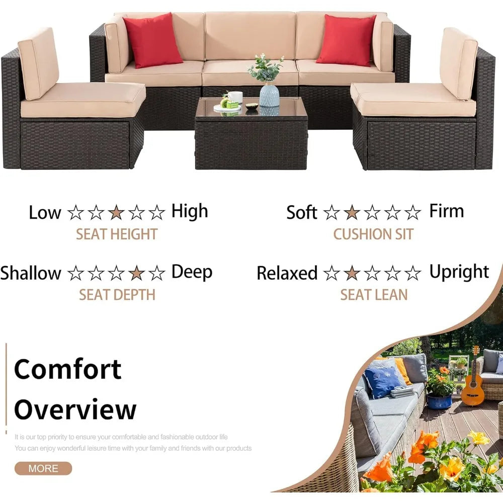 Outdoor Rattan Wicker Patio Furniture Set With Glass Table