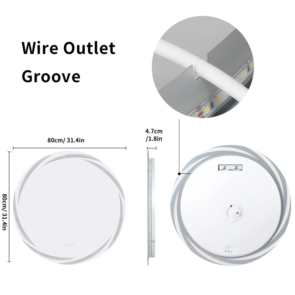 LUVODIC Circle Illuminated Backlit Bathroom Mirror LED Anti Fog