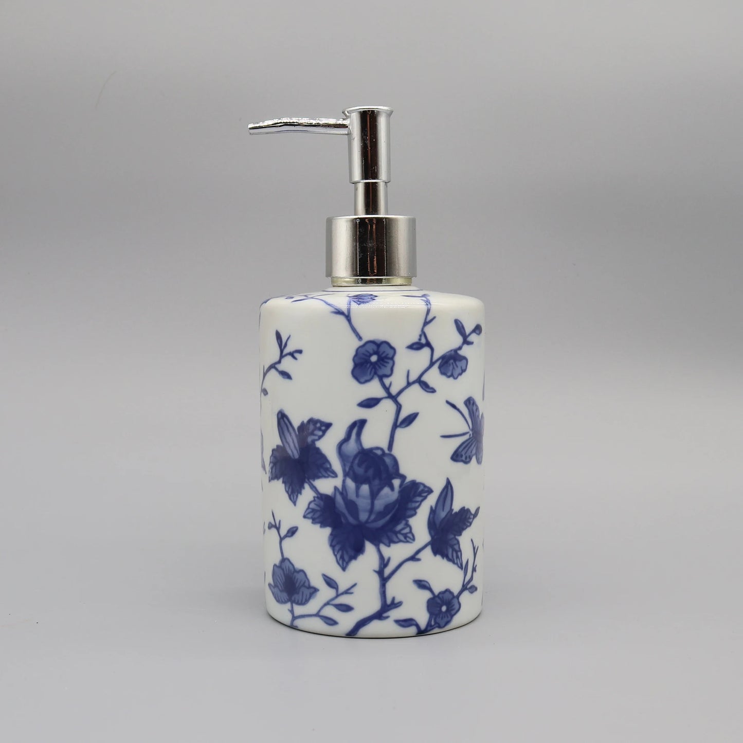 Liquid Soap Dispenser, Blue & White Ceramic, Bathroom Accessory