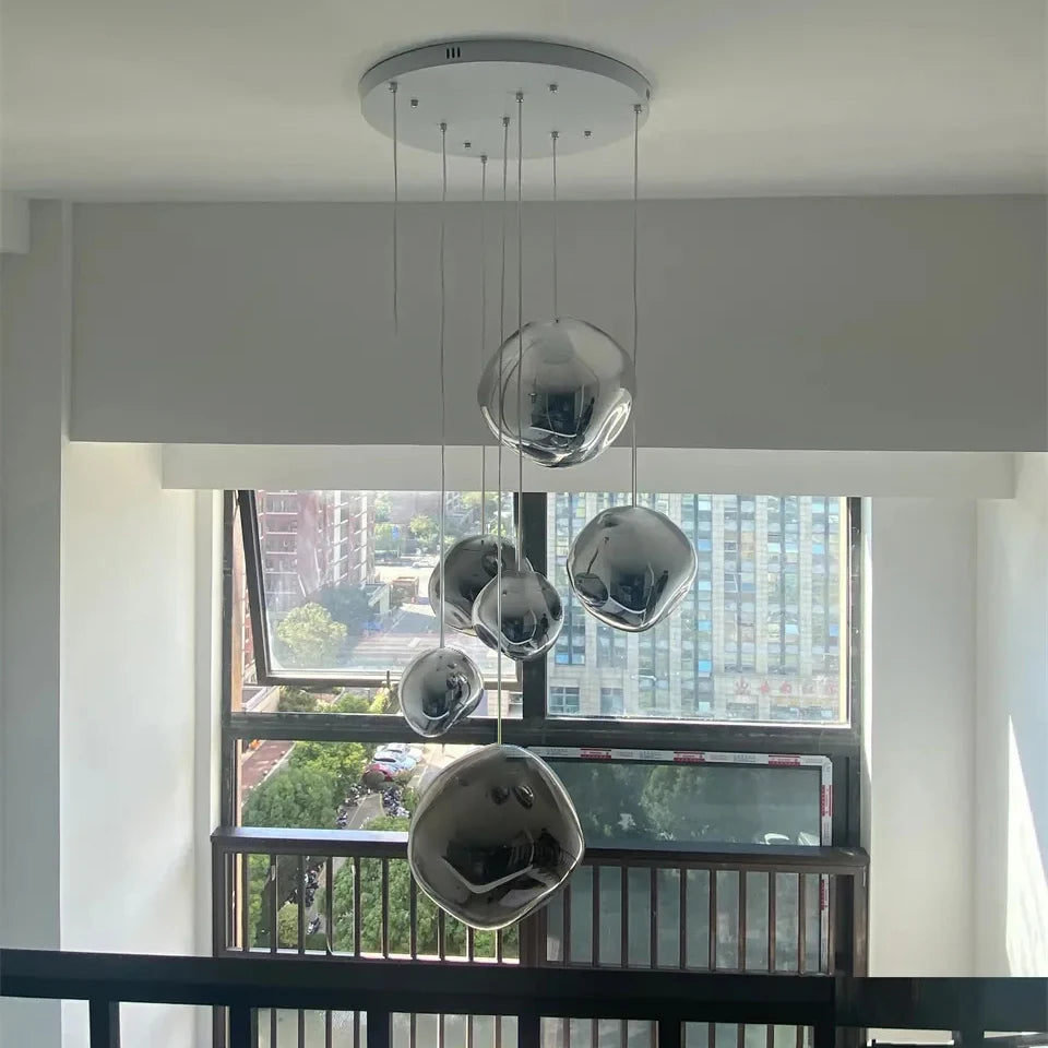 Fengshui Modern Glass Lava Pendant Light For Living Room