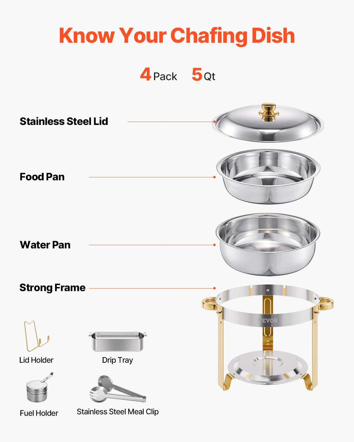 VEVOR Chafing Dish Buffet Set Stainless Steel Warmer