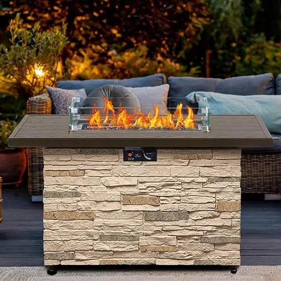 Pizzello Outdoor Propane Fire Pit Table 50000 BTU WindGuard