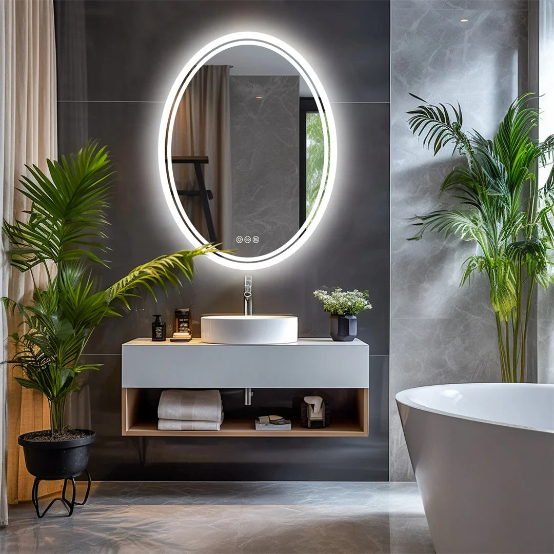 LUVODI Oval LED Backlit Bathroom Vanity Mirror Anti Fog Dimmable