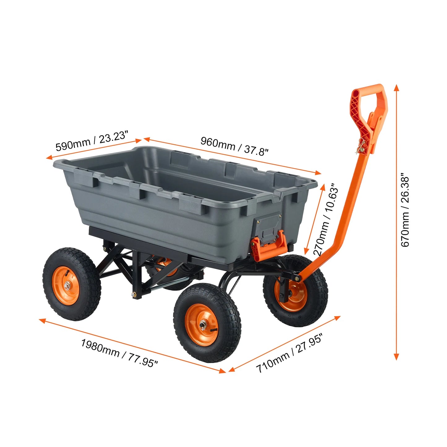 SucceBuy Dump Cart Garden Wagon With Easy Dumping Handle