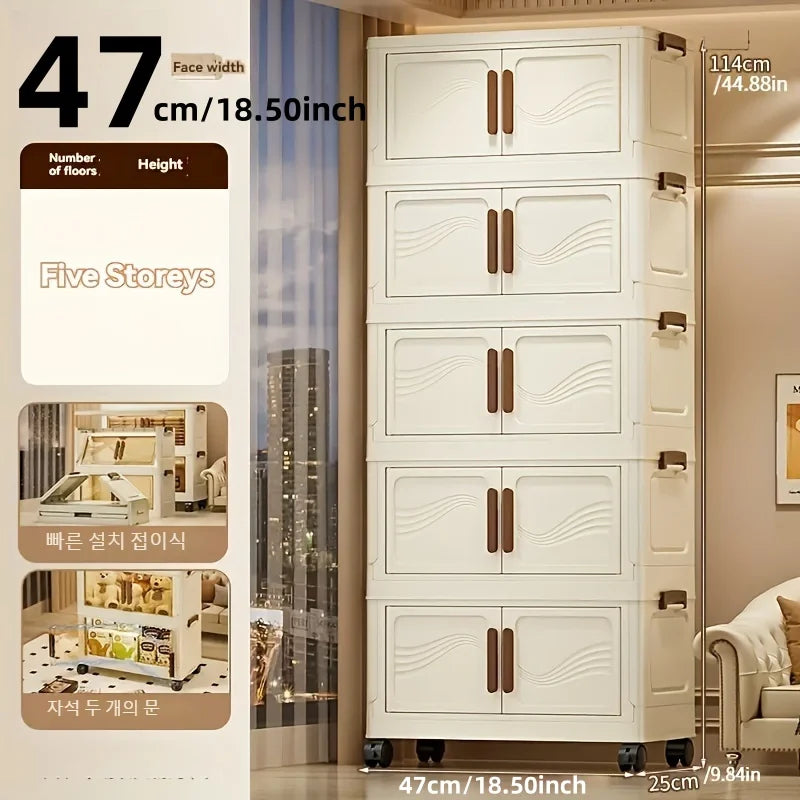 NONECN Foldable Storage Box With Clear Door For Organizing Clothes