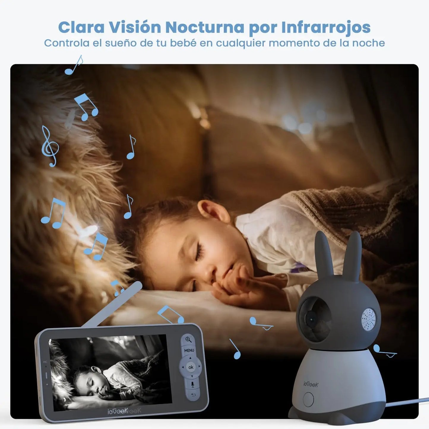 IEGEEK Baby Surveillance Camera 360 PTZ Dual Screen Monitor