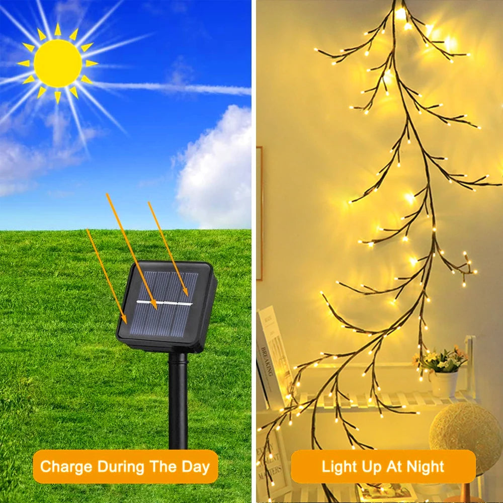 Welpur Solar Tree String Lights 96LED Waterproof Garland