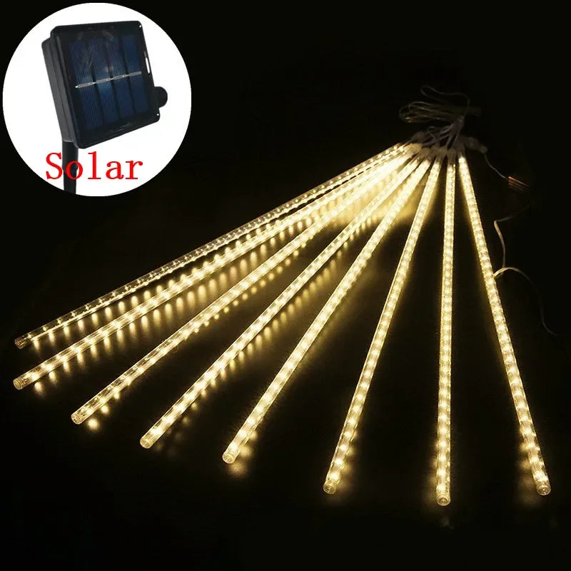 RMNRTN Solar Meteor Shower String Lights Outdoor Garden