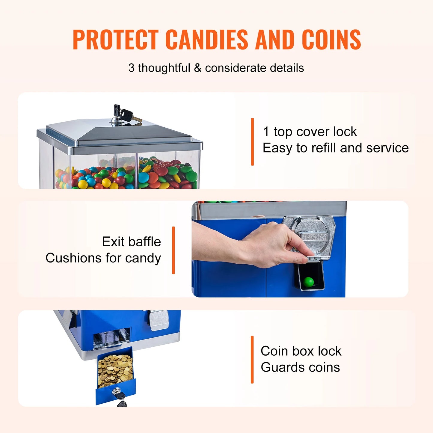 VEVOR Four Compartment Candy Vending With Coin Mechanism