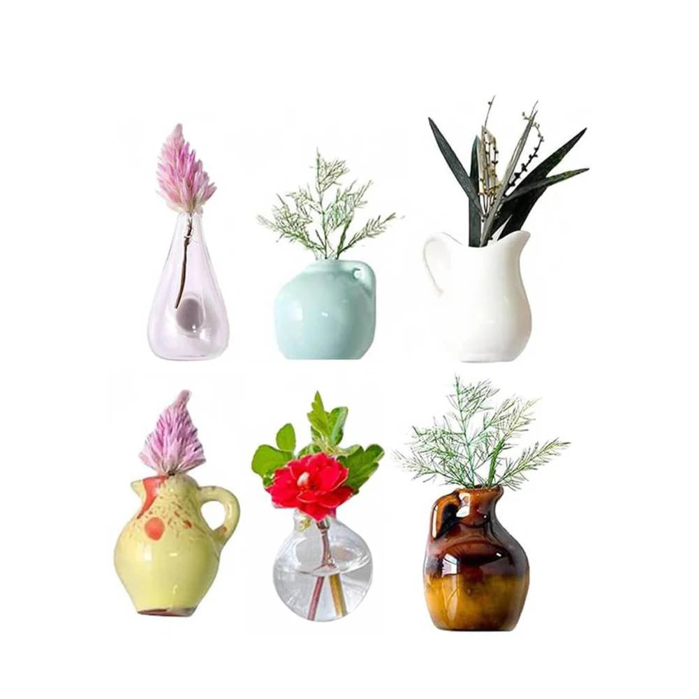 Shunmaii Mini Ceramic Vase Fridge Magnets Plant Decor