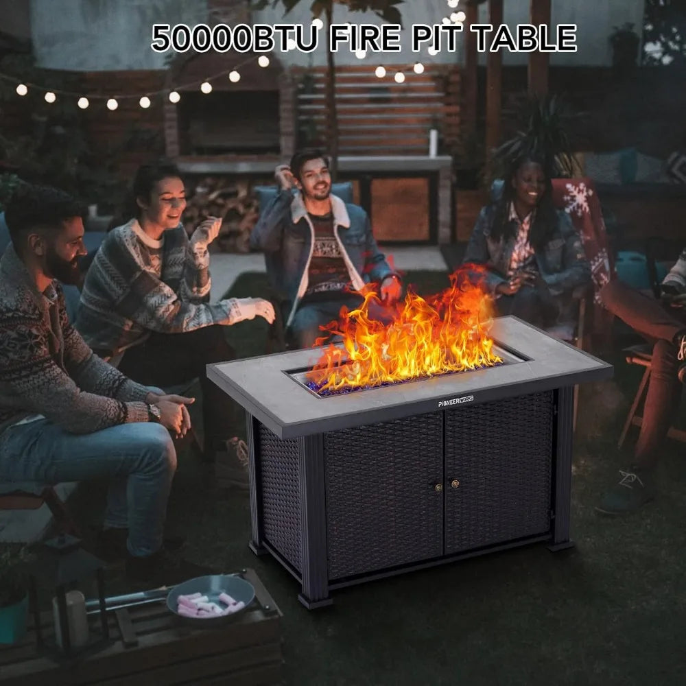 Propane Outdoor Fire Pit Table 50000 BTU With Covers