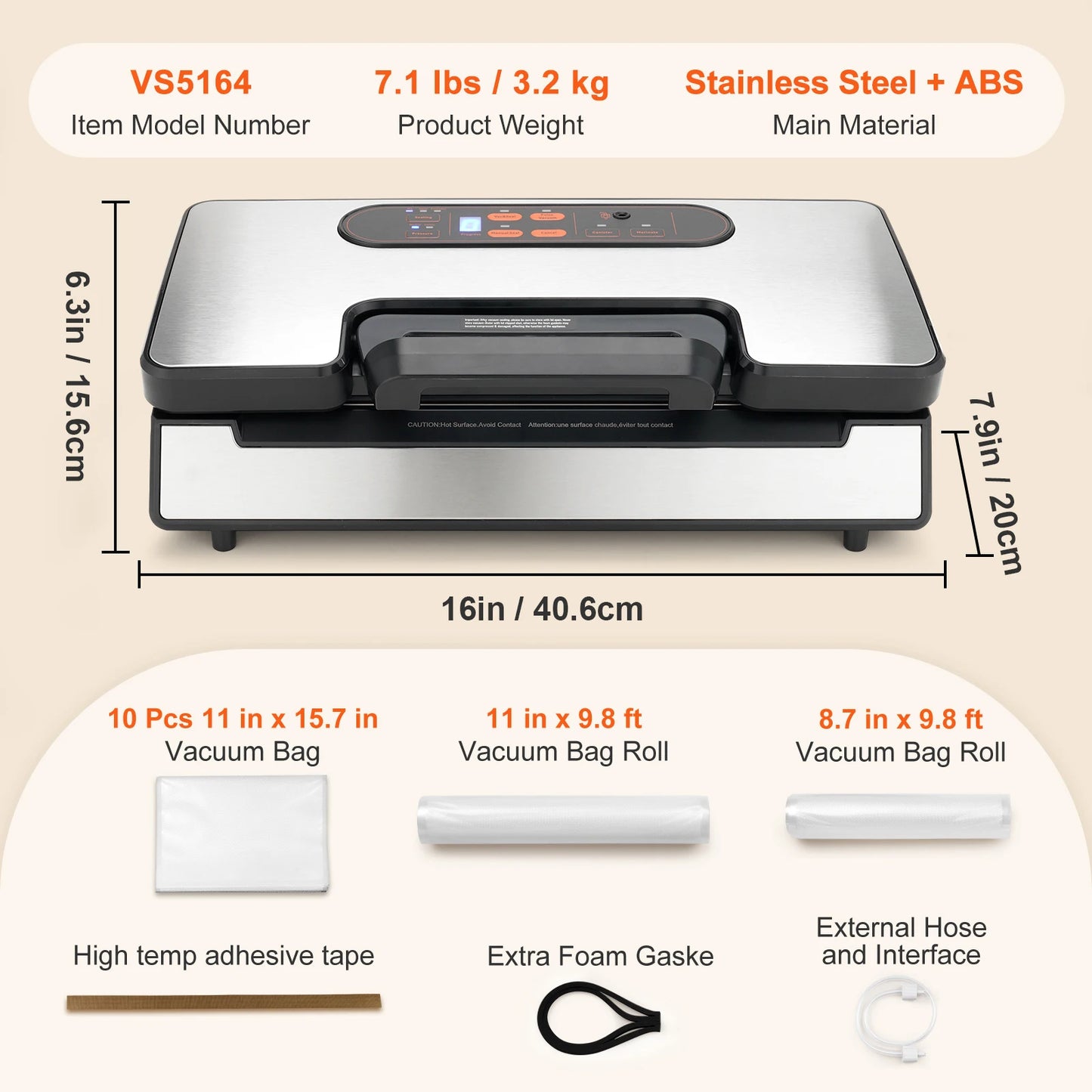 SucceBuy 90KPa 130W Vacuum Sealer For Home Kitchen With Bags