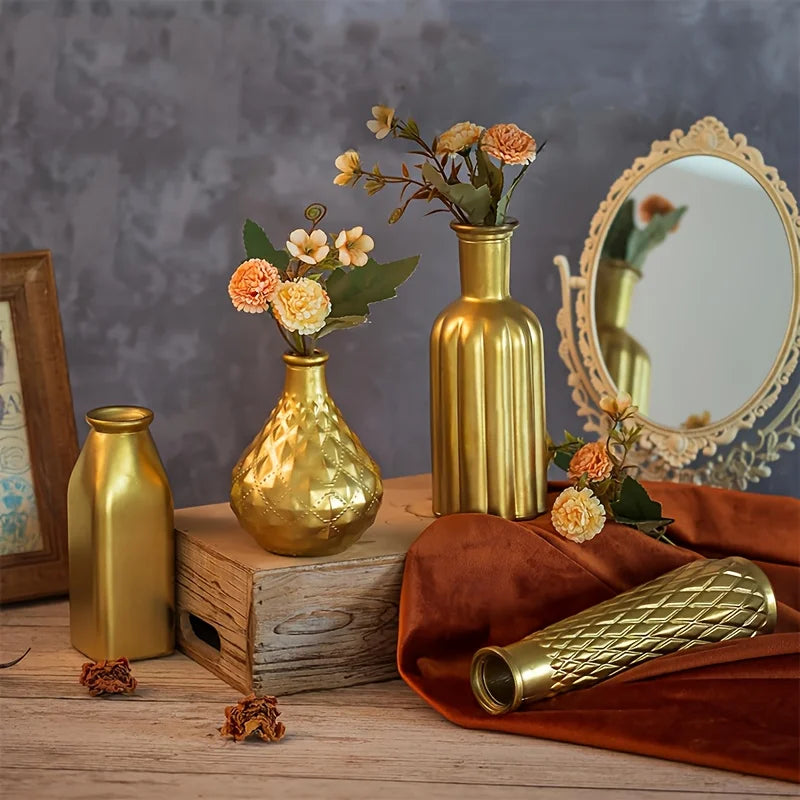Function Cylindrical Glass Vase Gilded Finish Antique