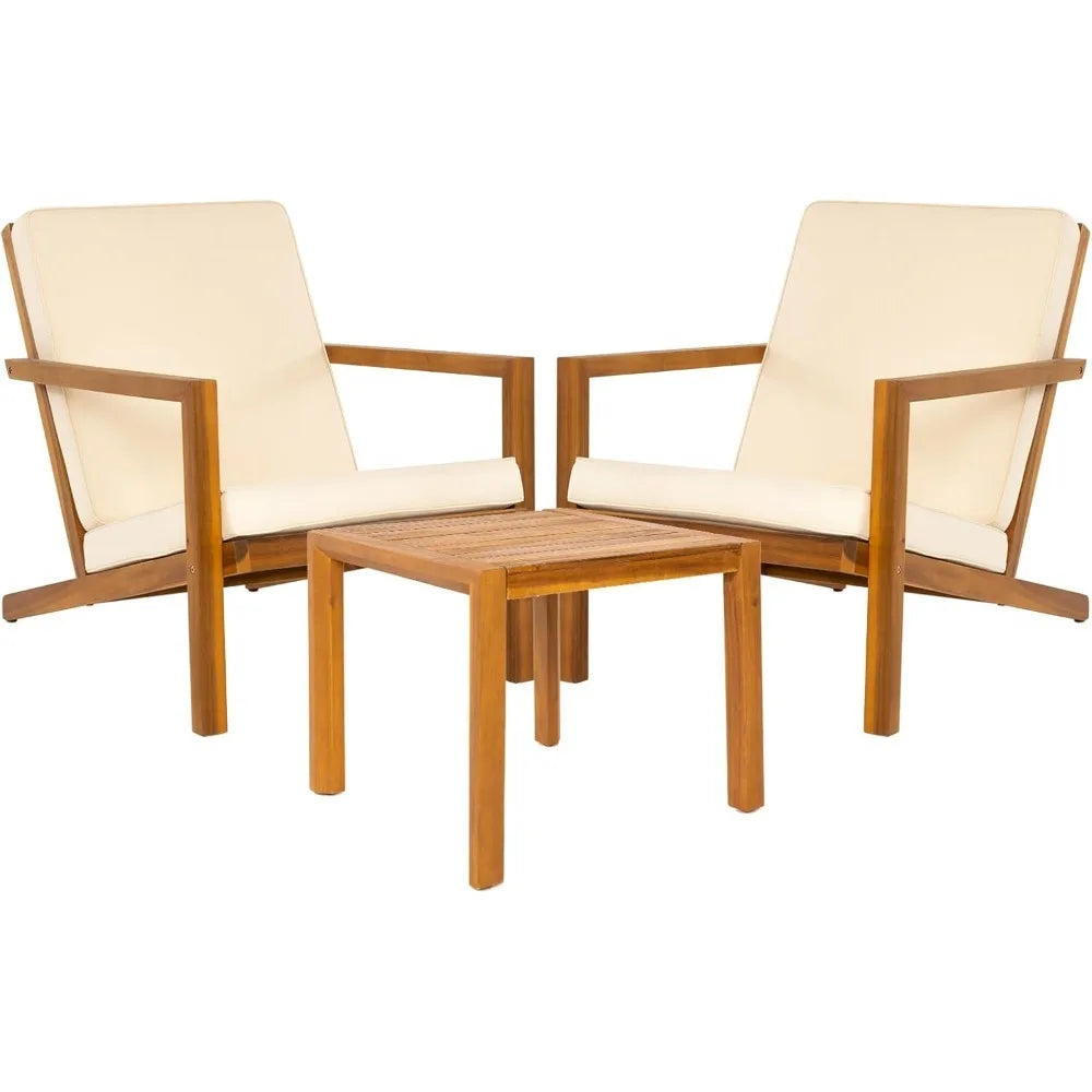 NEW - Natural 3-Piece Patio Bistro Sets with Foldable 400lbs Weight Chairs, a 220lbs Shelf Table, Made from-Innovative design