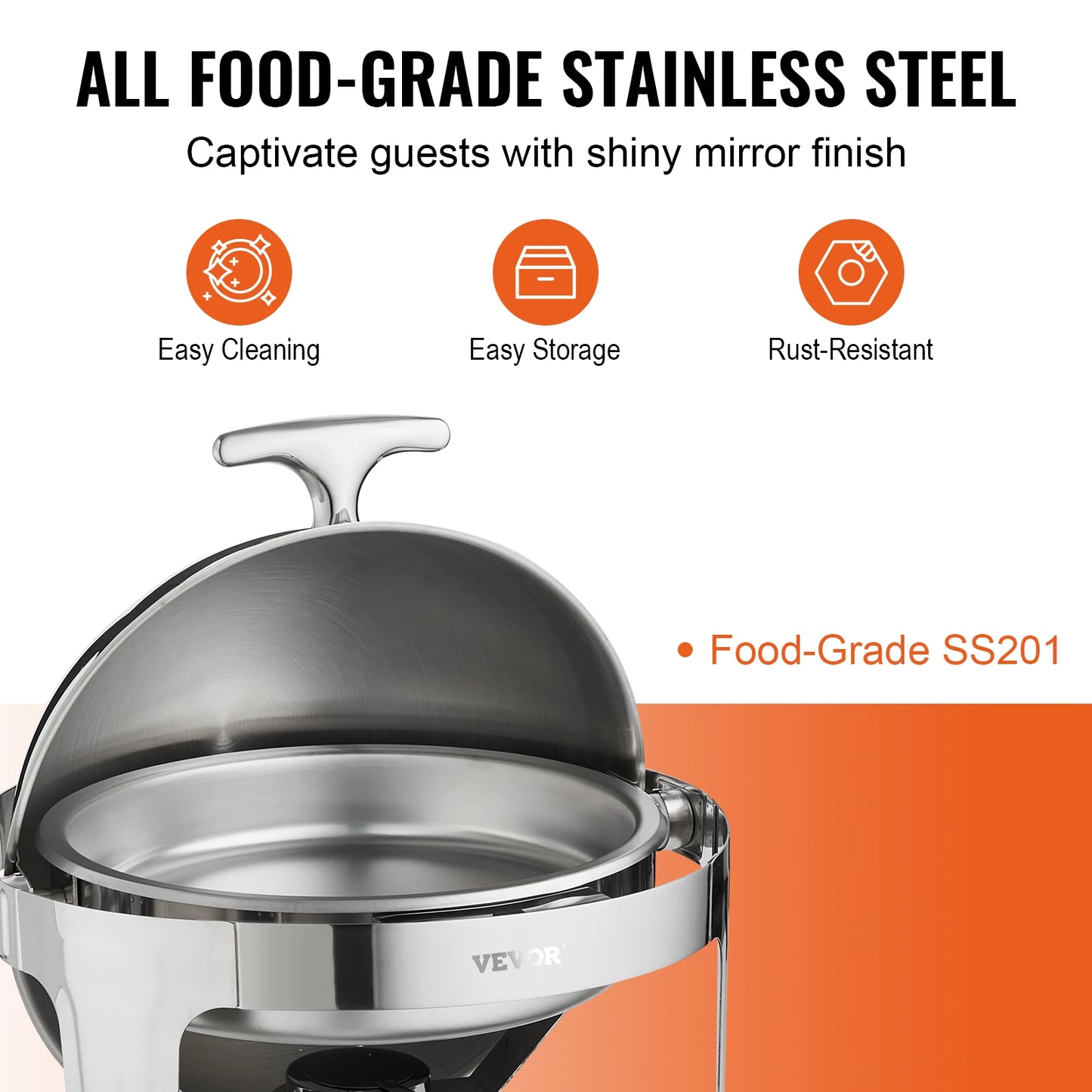 SucceBuy Roll Top Chafing Dish Buffet Set Stainless Chafer