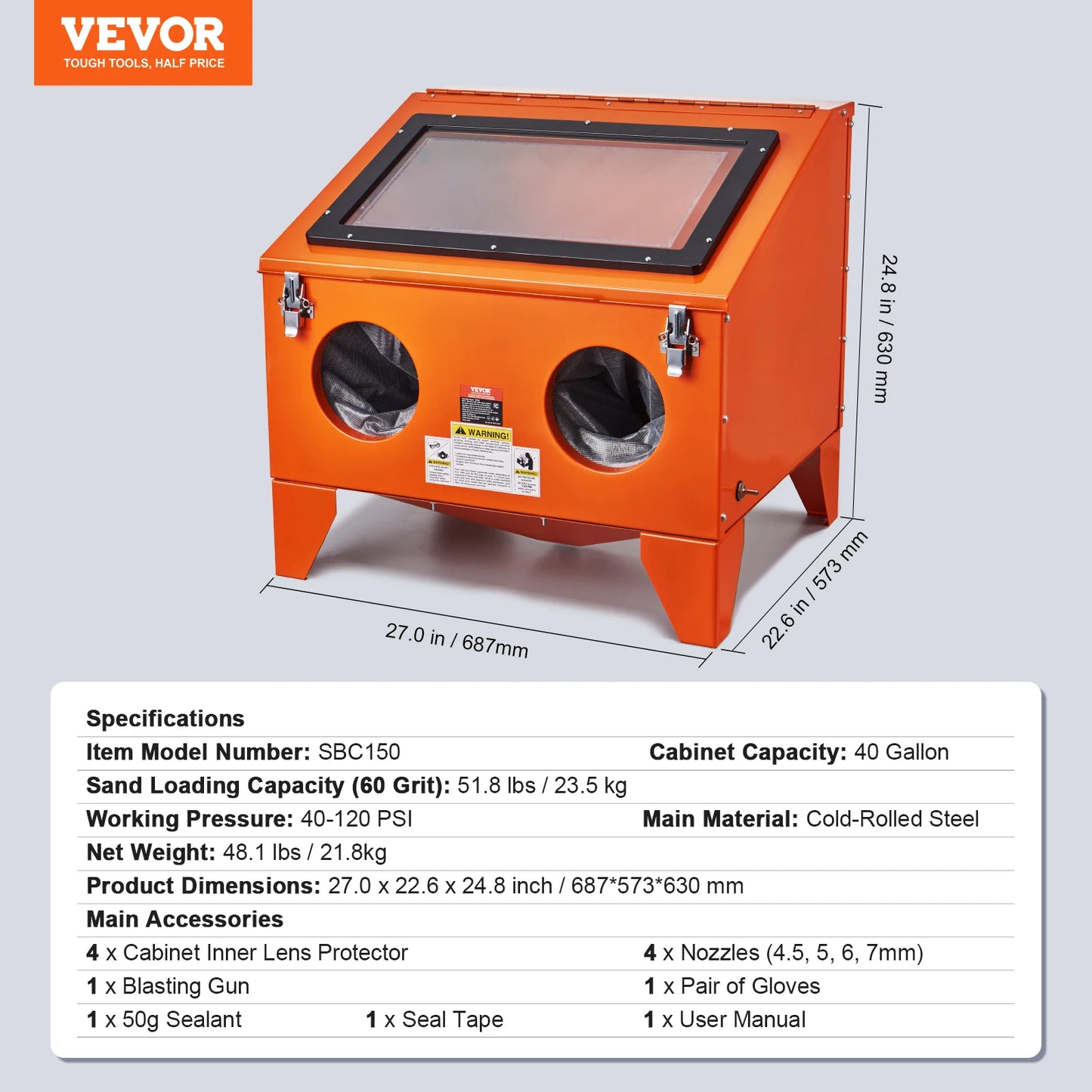 SucceBuy Portable Sandblasting Cabinet Benchtop Nozzles