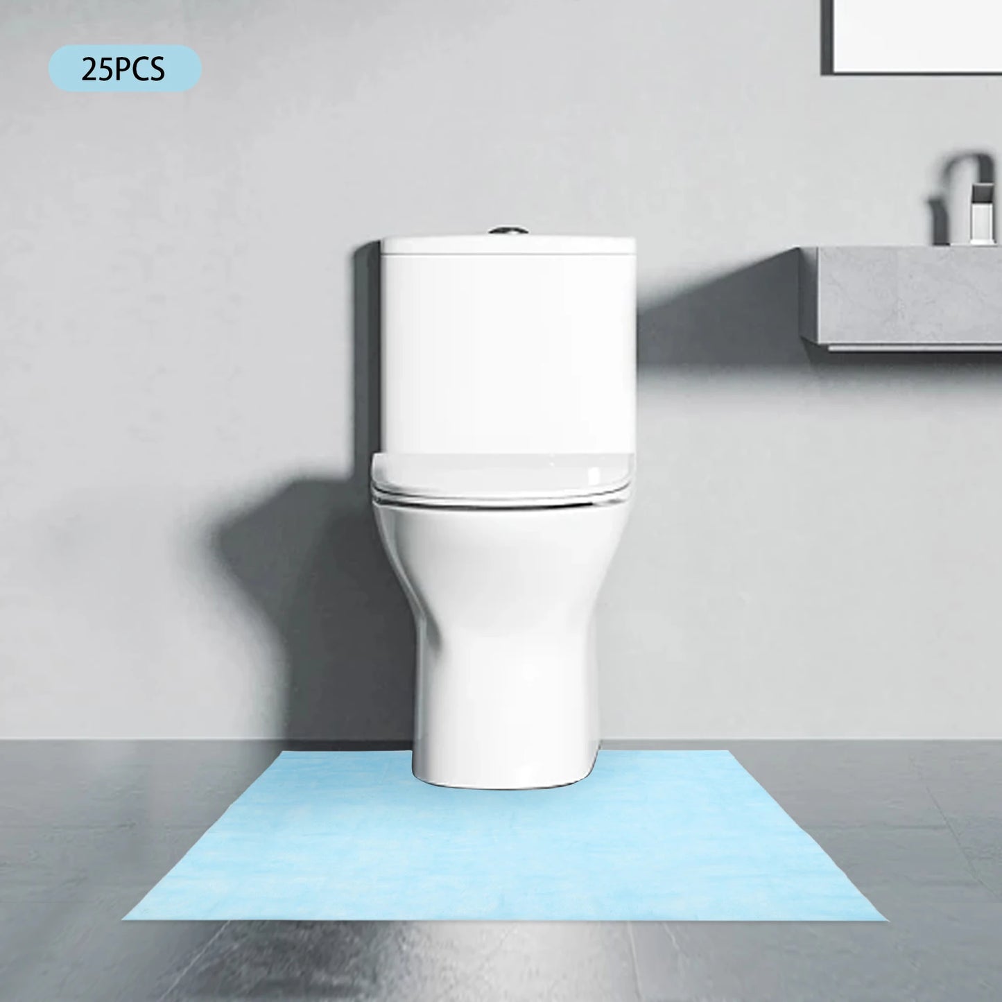 25-Pack Disposable Toilet Mats, Waterproof Non-Woven Fabric, U-Shaped Design for Clean and Hygienic Bathroom Floors