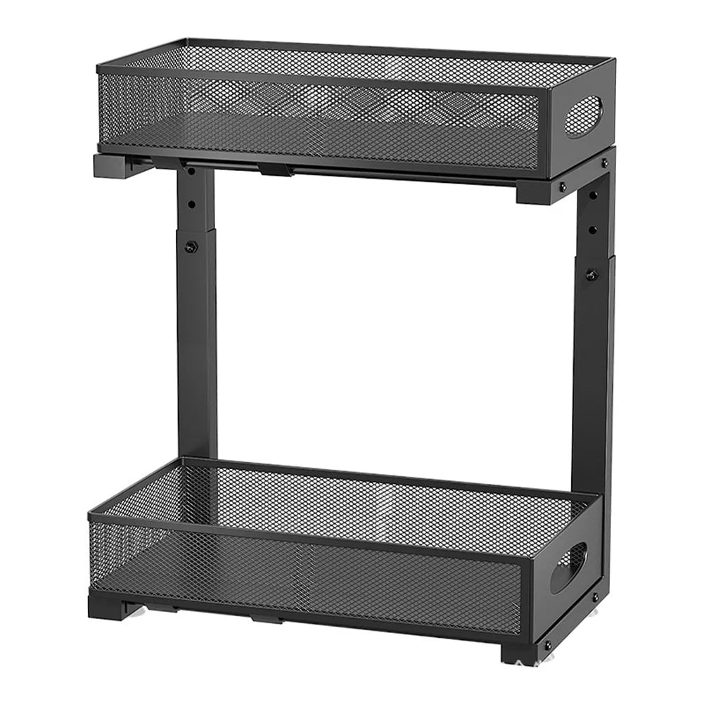 HiMISSH Two Tier Under Sink Organizer With Sliding Drawer