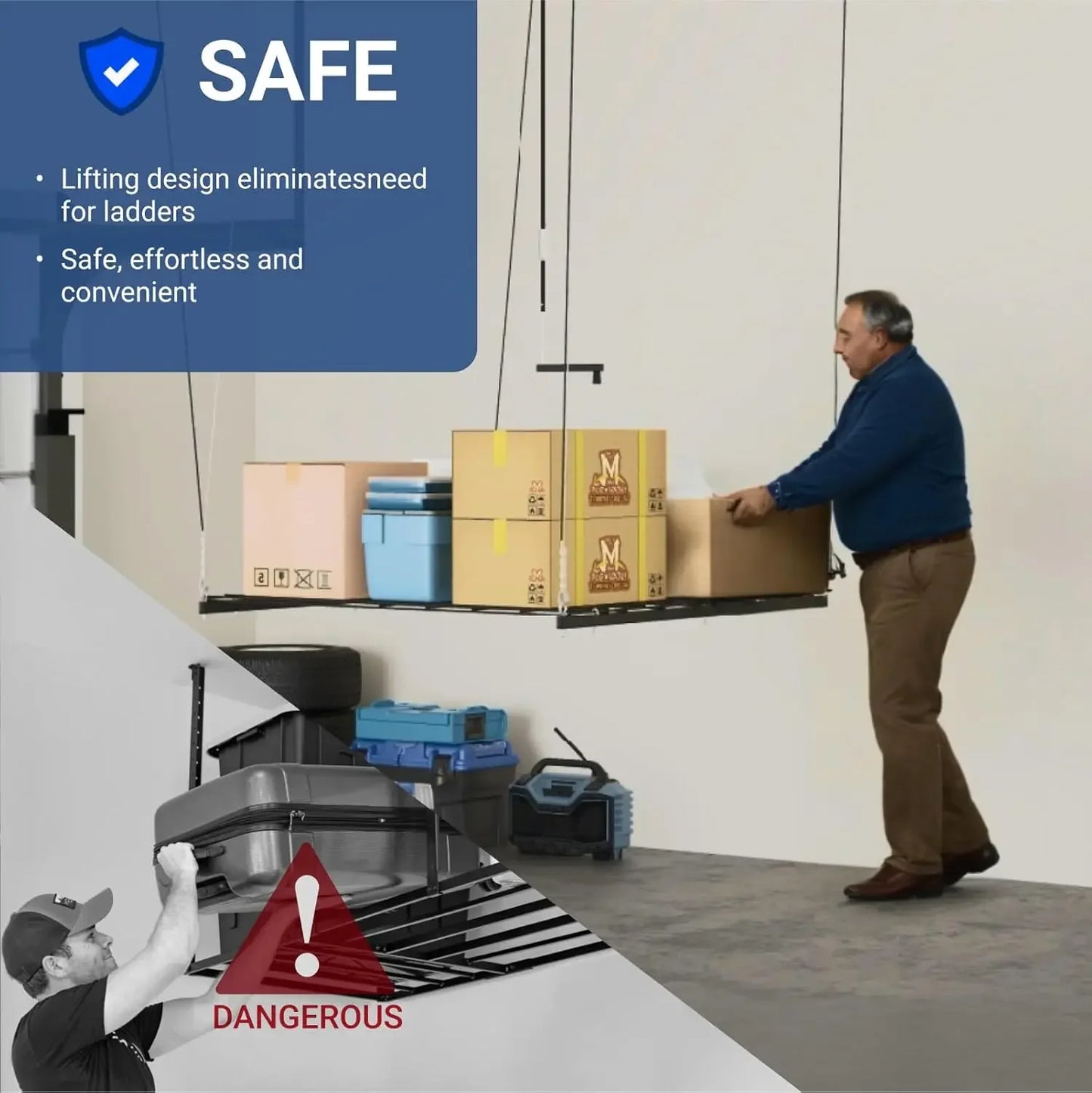 Hign Concerned Garage Ceiling Storage Rack Heavy Duty